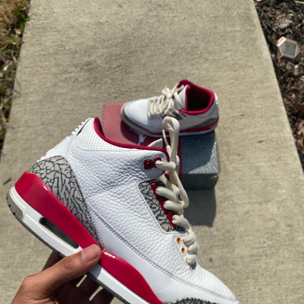 Jordan3s red cardinals White & Red Retro Sneakers with Elephant Print